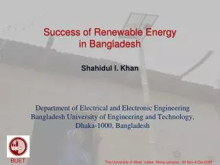 Success of Renewable Energy in Bangladesh