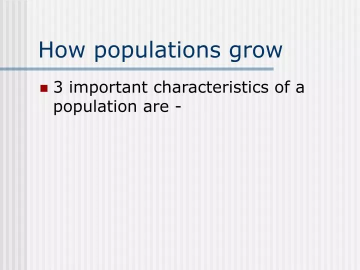 how populations grow
