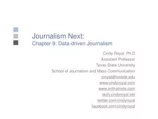 Journalism Next: Chapter 9: Data-driven Journalism