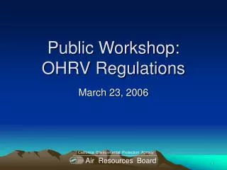 Public Workshop: OHRV Regulations