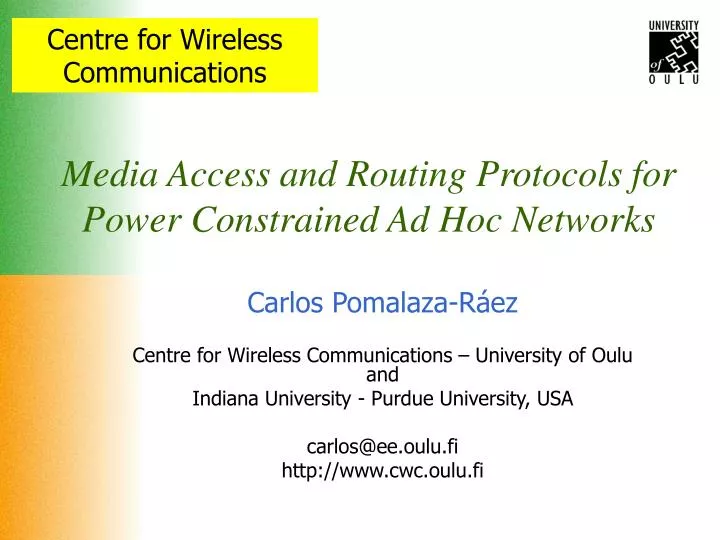 media access and routing protocols for power constrained ad hoc networks