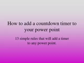 how to add a countdown timer to your power point