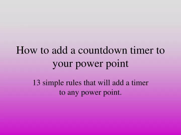 how to add a countdown timer to your power point