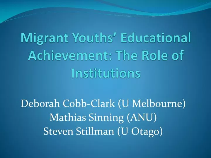 migrant youths educational achievement the role of institutions