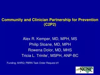 Community and Clinician Partnership for Prevention (C2P2)