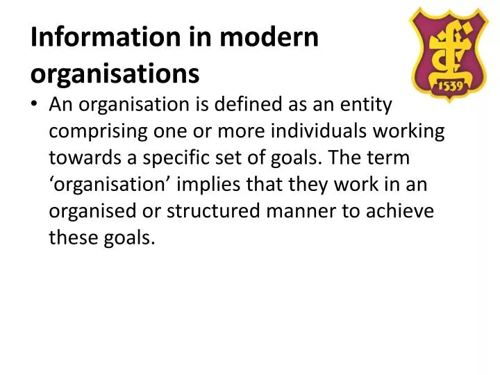 information in modern organisations