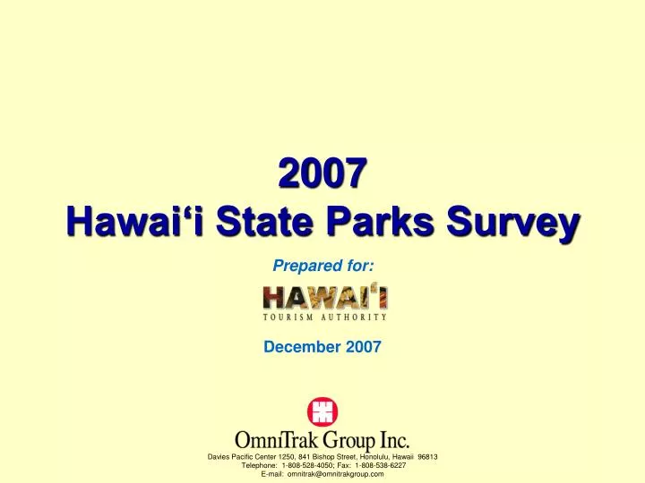 2007 hawai i state parks survey