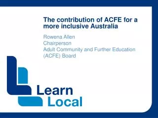 The contribution of ACFE for a more inclusive Australia
