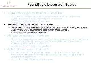 Roundtable Discussion Topics