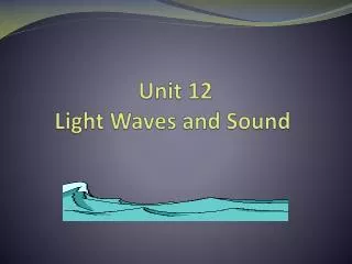 Unit 12 Light Waves and Sound
