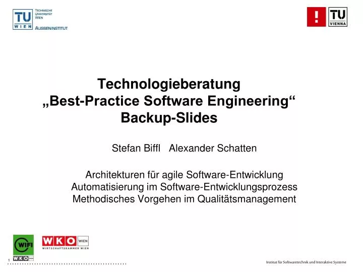 technologieberatung best practice software engineering backup slides