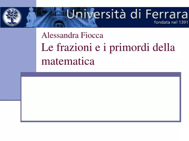 alessandra fiocca le frazioni e i primordi della matematica