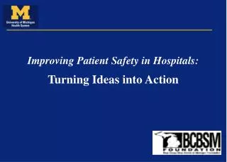 Improving Patient Safety in Hospitals: Turning Ideas into Action