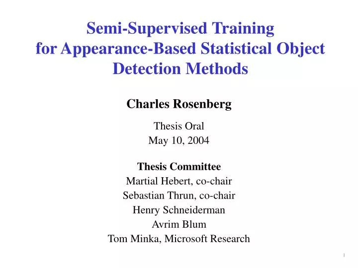 semi supervised training for appearance based statistical object detection methods