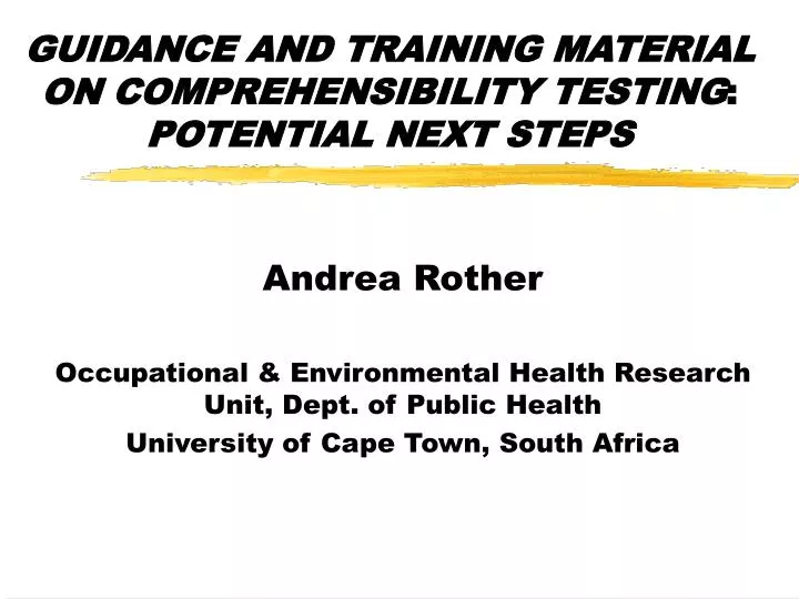 guidance and training material on comprehensibility testing potential next steps