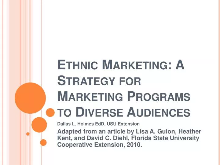 ethnic marketing a strategy for marketing programs to diverse audiences