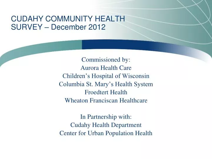 cudahy community health survey december 2012