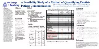 A Feasibility Study of a Method of Quantifying Dentist-Patient Communication