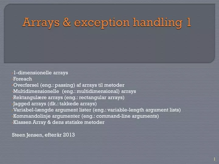 arrays exception handling 1