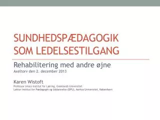 sundhedsp dagogik som ledelsestilgang