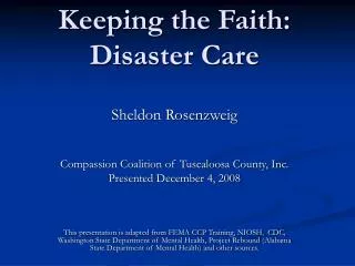 Keeping the Faith: Disaster Care