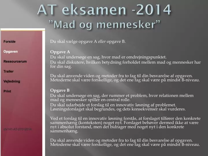 at eksamen 2014 mad og mennesker