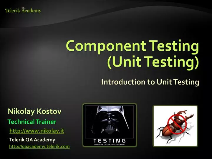 component testing unit testing