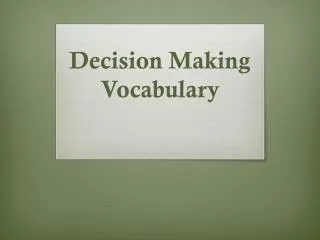 decision making vocabulary