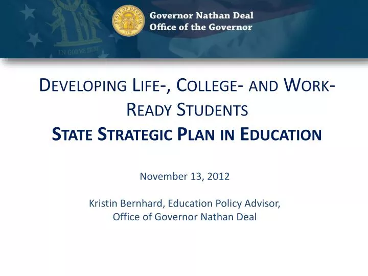 developing life college and work ready students state strategic plan in education