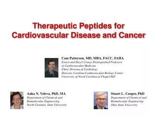 Therapeutic Peptides for Cardiovascular Disease and Cancer