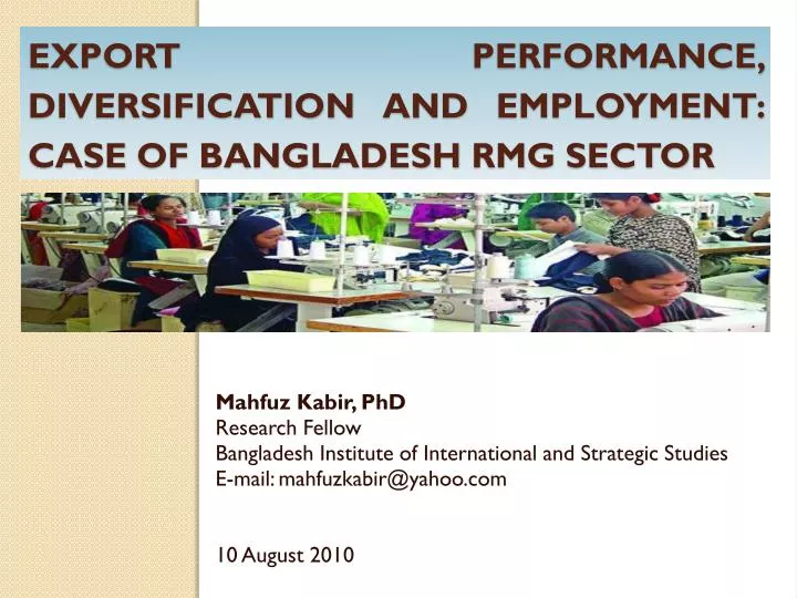 export performance diversification and employment case of bangladesh rmg sector