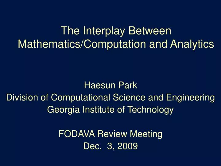 the interplay between mathematics computation and analytics