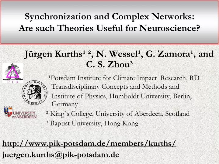 synchronization and complex networks are such theories useful for neuroscience