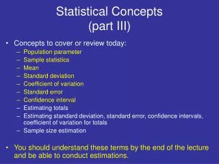 Statistical Concepts (part III)