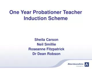 One Year Probationer Teacher Induction Scheme