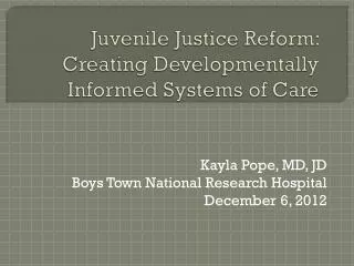 Juvenile Justice Reform: Creating Developmentally Informed Systems of Care