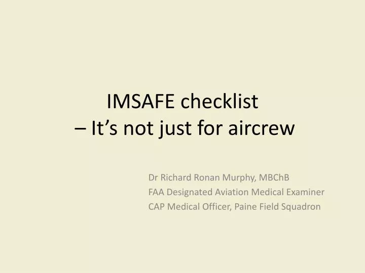 imsafe checklist it s not just for aircrew