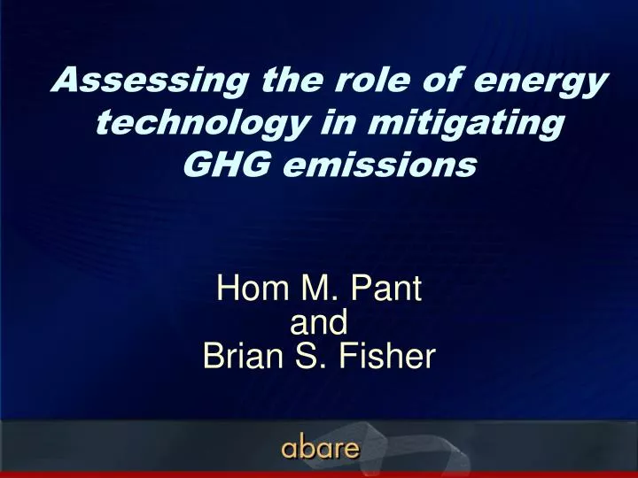 assessing the role of energy technology in mitigating ghg emissions