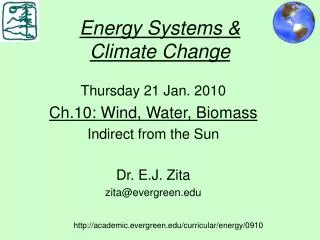 Energy Systems &amp; Climate Change