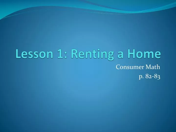 lesson 1 renting a home