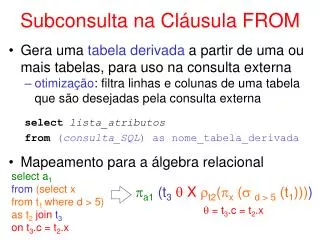 subconsulta na cl usula from