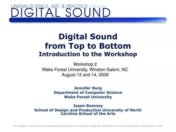 digital sound from top to bottom introduction to the workshop