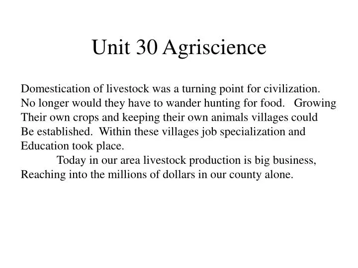 unit 30 agriscience