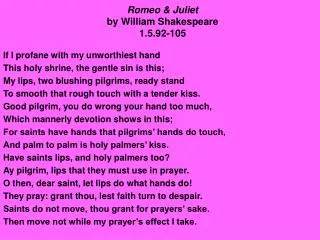Romeo &amp; Juliet by William Shakespeare 1.5.92-105