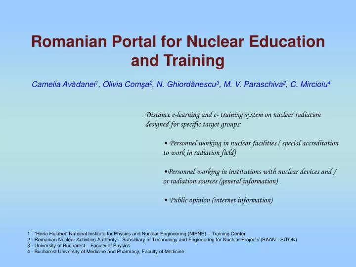 romanian portal for nuclear education and training