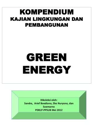 KOMPENDIUM KAJIAN LINGKUNGAN DAN PEMBANGUNAN GREEN ENERGY