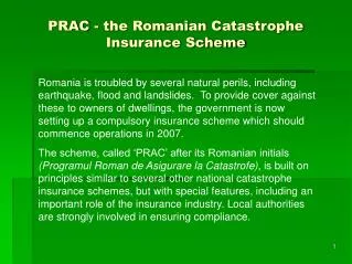 PRAC - the Romanian Catastrophe Insurance Scheme