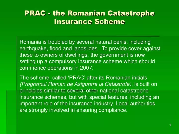 prac the romanian catastrophe insurance scheme