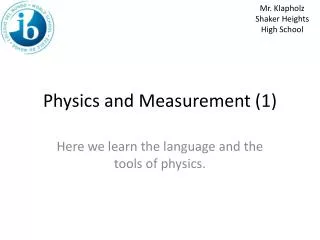 Physics and Measurement (1)