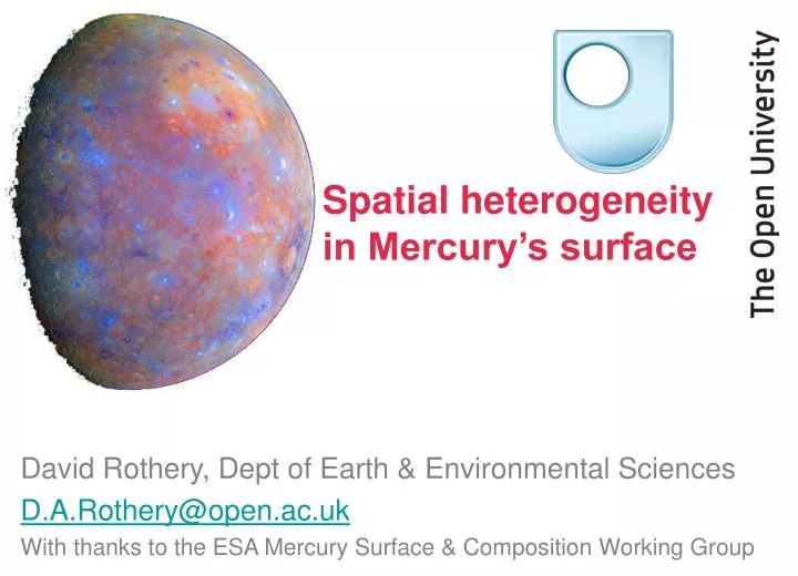 spatial heterogeneity in mercury s surface